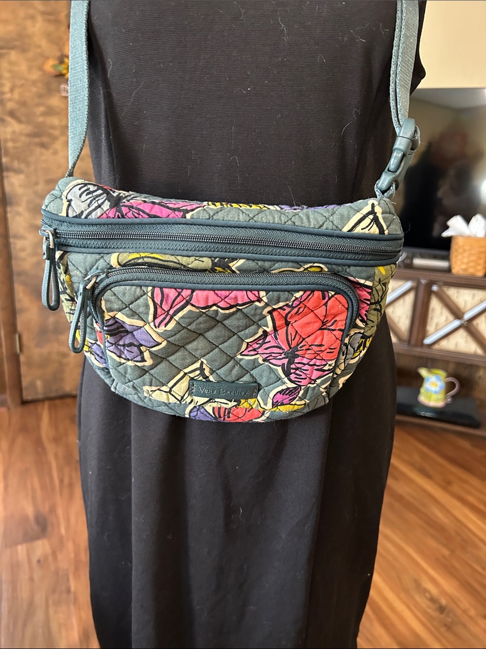 Vera Bradley Teal Quilted Floral Crossbody/Fanny Pack